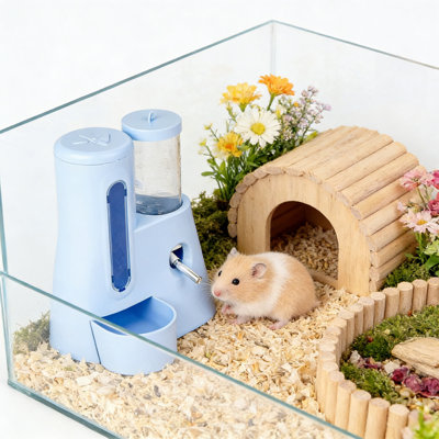 Automatic Hamster Feeder Waterer 2-in-1, Blue