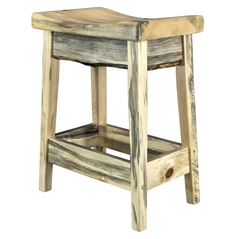 Tabouret de bar Kishea Collection, siège d'une hauteur de 30 pouces, finition laquée transparente naturelle