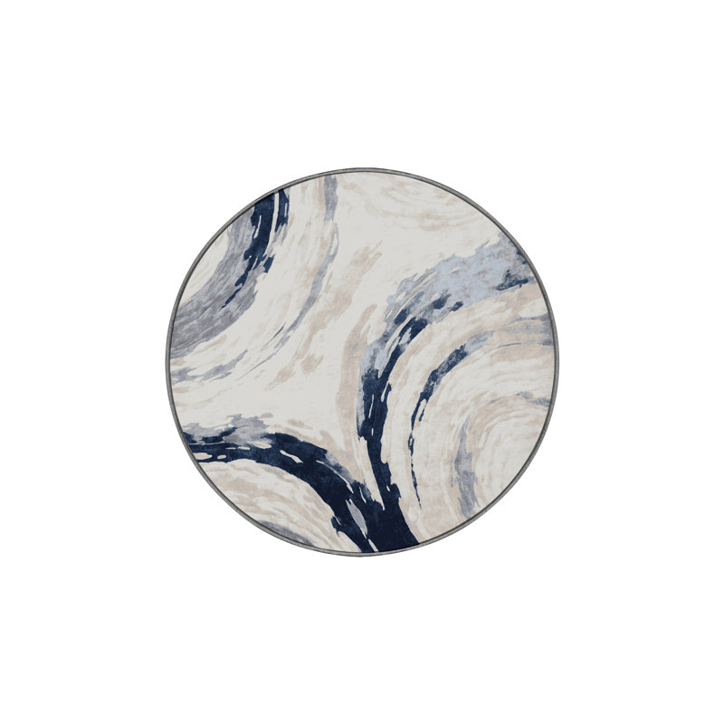 Machine Washable Gray Area Rug, Round 6'