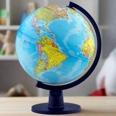 Globe terrestre de bureau bleu Scout 12 pouces avec éclairage DEL, base en plastique, méridien en plastique