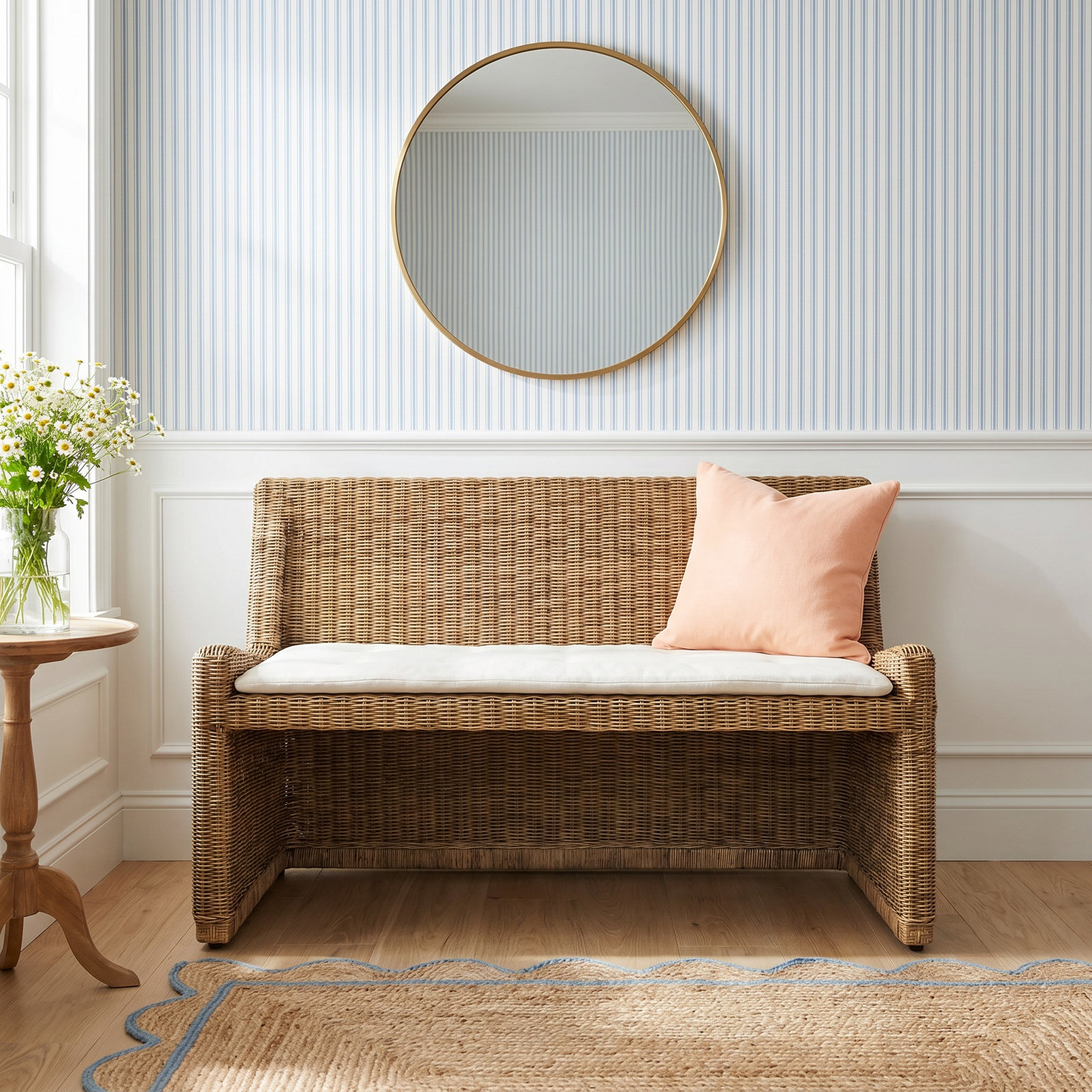 Senna Woven Dining Bench, 33" H x 72" W x 26.25" D