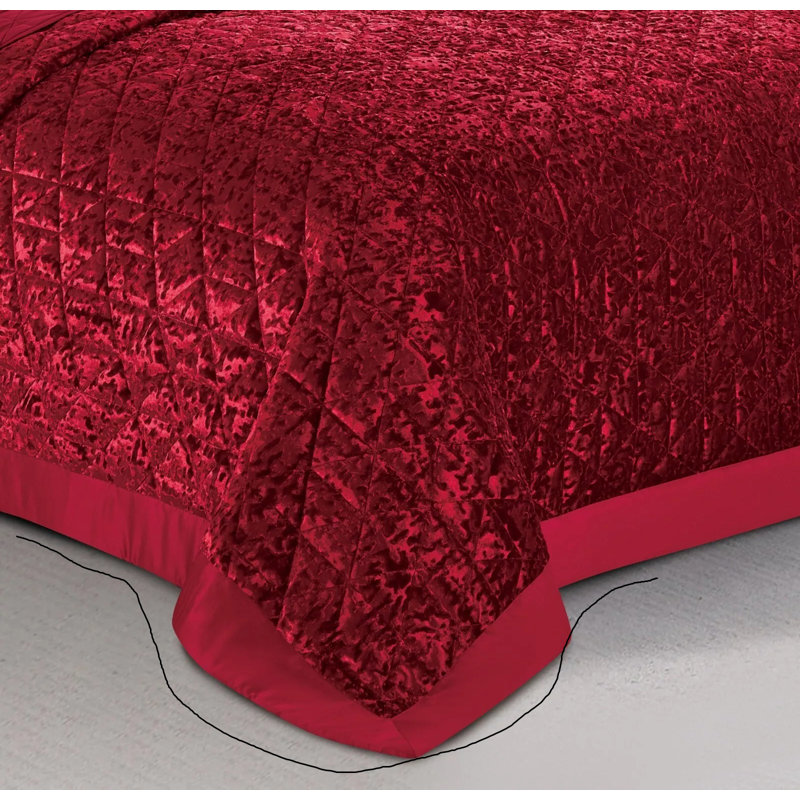 Polyester Bedspread with Pillow Shams Included, Double Quilt + 2 Standard Shams, Red 1