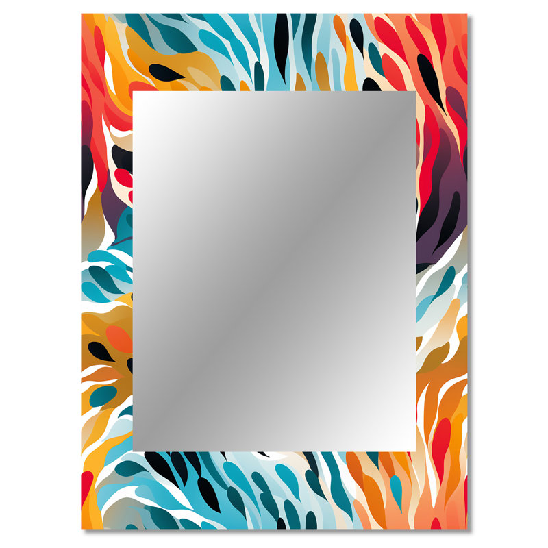 Alshon Rainbow Cheetah Waves - Abstract Unique Mirror, Abstract Large Wall Mirror, Printed Metal Art, 40" x 30"