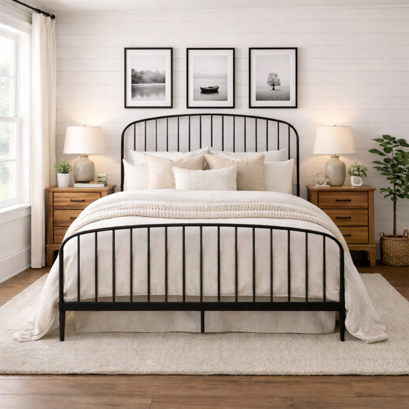 Graycin - Complete Bed - Queen - Matte Black Finish, Queen