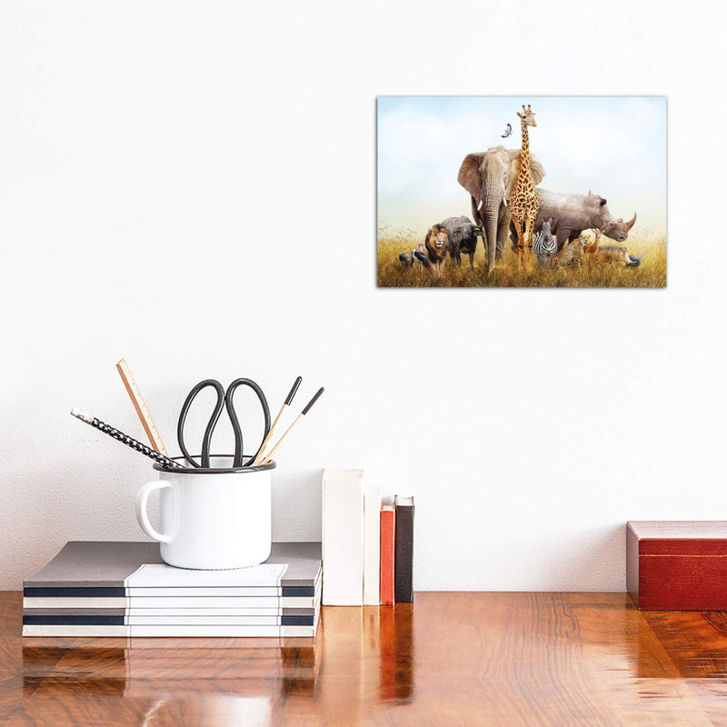 Safari Animals In Africa Composite by Susan Schmitz - Wrapped Canvas Print, 20.32 cm H x 30.48 cm W