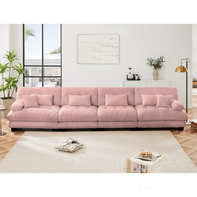 Canapé modulaire 4 places à assise profonde, revêtement en chenille pour le confort et le style dans n'importe quel espace de vie