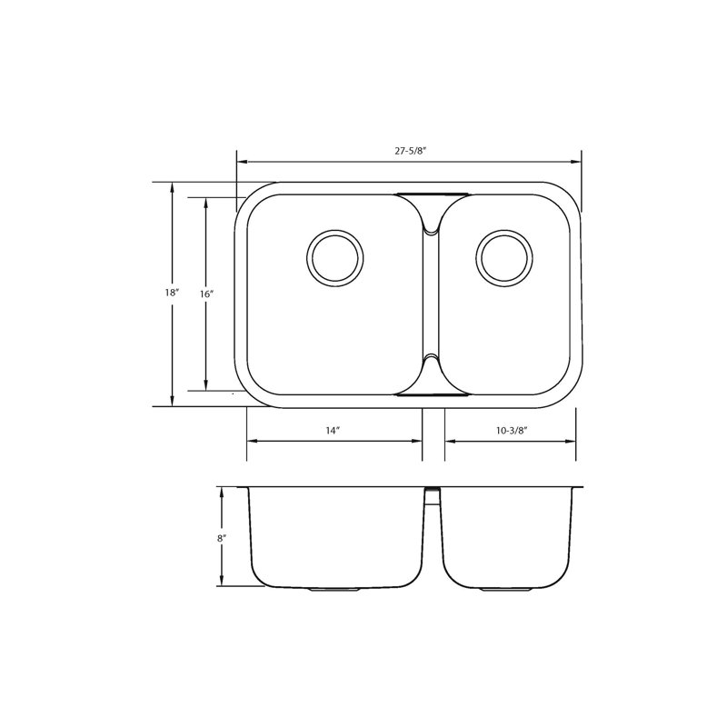 Évier en acier inoxydable encastré à double cuve 28 po x 18 po ONEX®