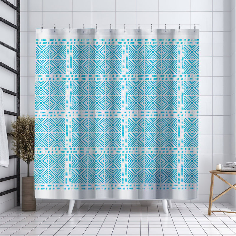 Thora Tribal Shower Curtain, ThoraTribal Turquoise