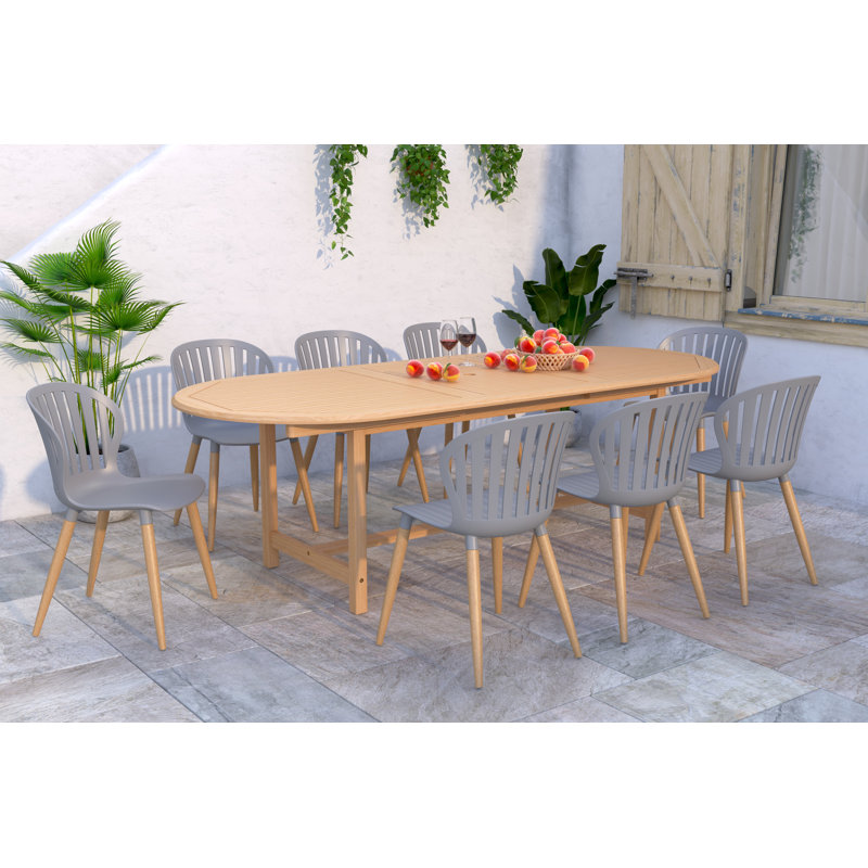 Anautica 9pc FSC Teak Wood Outdoor Patio Dining Set