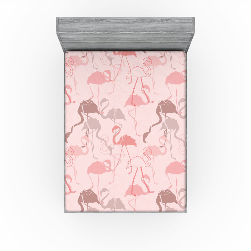 Drap-housse ambesonne motif flamant rose exotique rose pastel