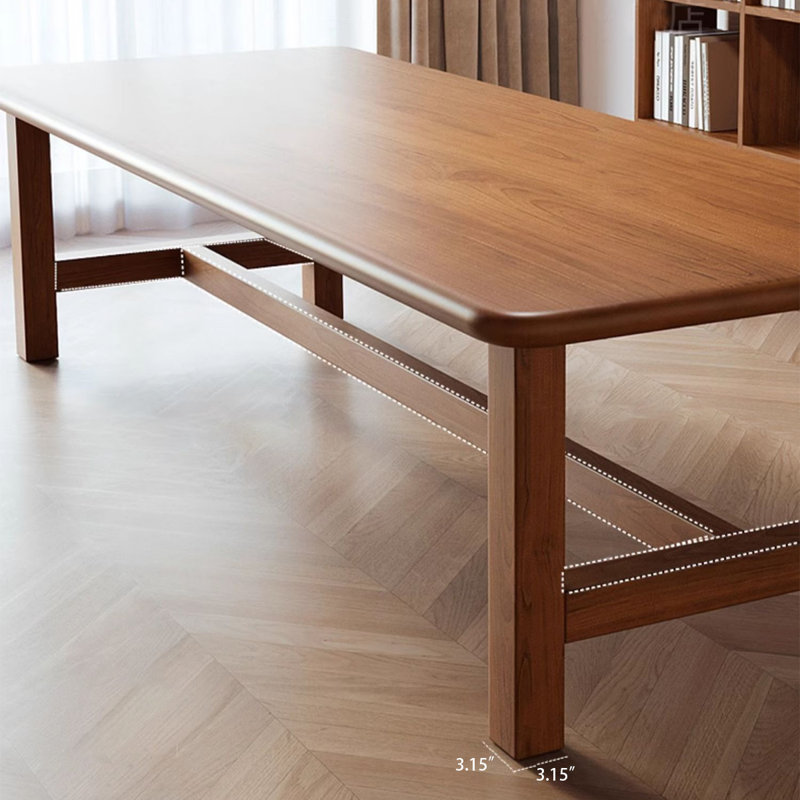 Brown Rectangular Solid Wood Butterfly Leaf  Dining Table, 29.53"H x 94.49"L x 37.4"W