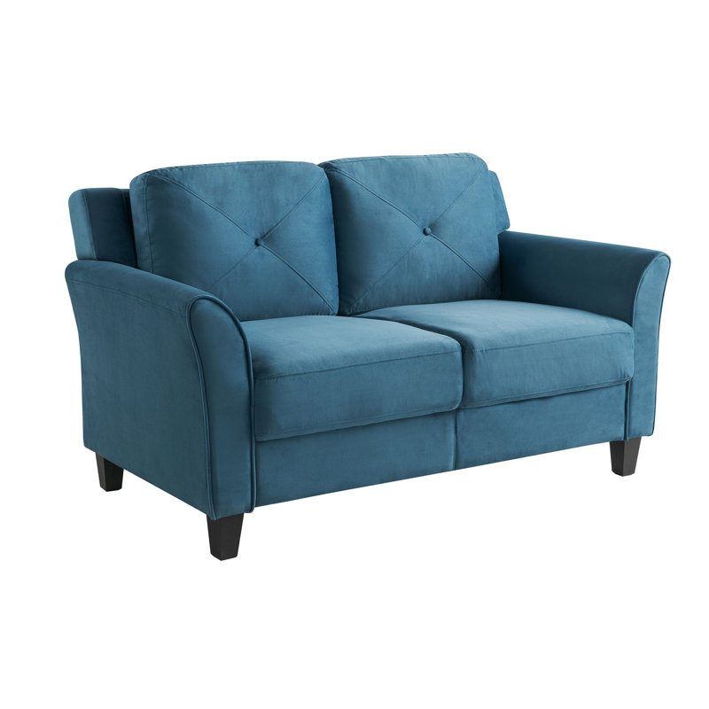 Lourdez Upholstered 56.3'' Loveseat, Hartford Blue Microfiber, 2, 32.7"H x 56.3"W x 31.5"D
