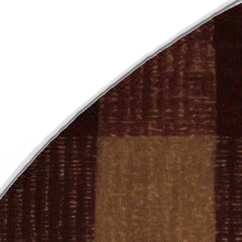 Tapis d'intérieur et d'extérieur à carreaux brun, Rond 5 pi