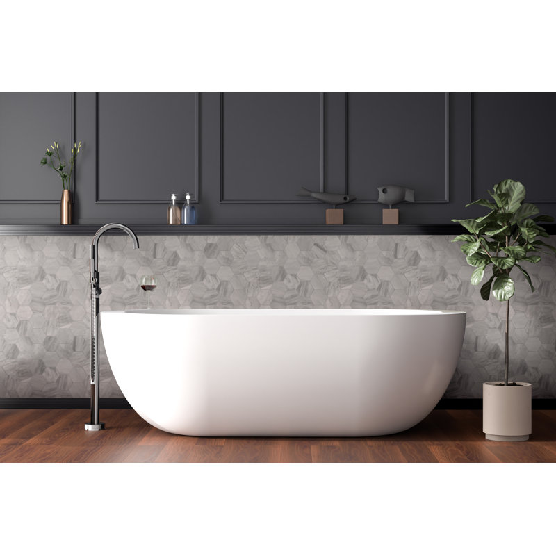 Ardena 12 in. x 12 in. Matte Porcelain Hexagon Stone Look Floor and Wall Tile, Mist Nero