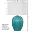 Lampe de table en céramique sarcelle 22 po, table de chevet moderne avec abat-jour en lin