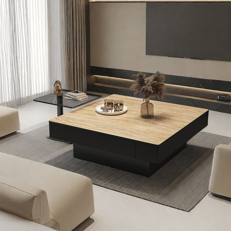 Table carrée moderne et luxueuse, H 13,8 po x L 27,6 po x l 27,6 po
