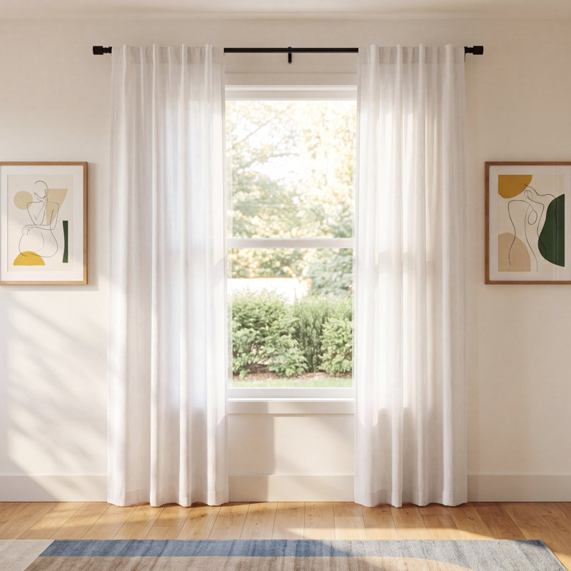 Sunbrella Landon Light Filtering Curtain, White, 50" W x 120" L