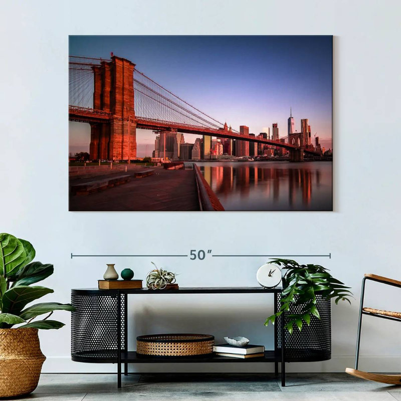 Lilie Brooklyn Bridge au lever du soleil, H 34 po x l 51 po