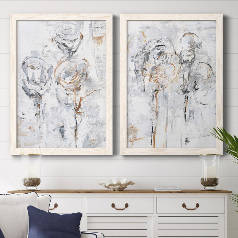 Spring Wildflowers I - ensemble de 2 cadres photo, Toile avec cadre blanc, H 31,5 po x l 47 po x P 1,5 po