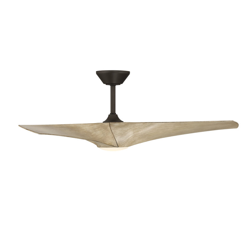 Zephyr 3 - Blade Outdoor/Indoor Smart Ceiling Fan with Light Kit And Remote Control Included, Bronze/White Oak, 52"