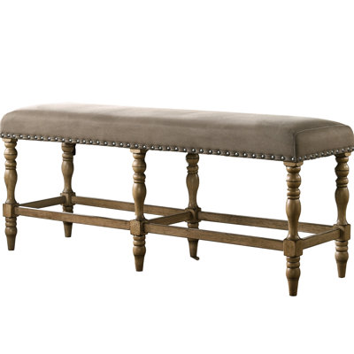 Banc en bois flotté à hauteur de comptoir avec siège en microfibre confortable et détails de garniture tendance élégants et confortables