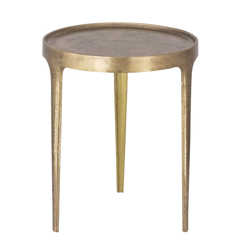 Lg. Table en fonte d'aluminium et laiton antique, H 17,75 po x l 14,5 po x P 14,5 po