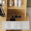Bureau de meuble-lavabo moderne de 39 po avec miroir à DEL réglable 3 couleurs et station de charge multi-ports, 5 tiroirs et tablettes latérales ouvertes-131076653