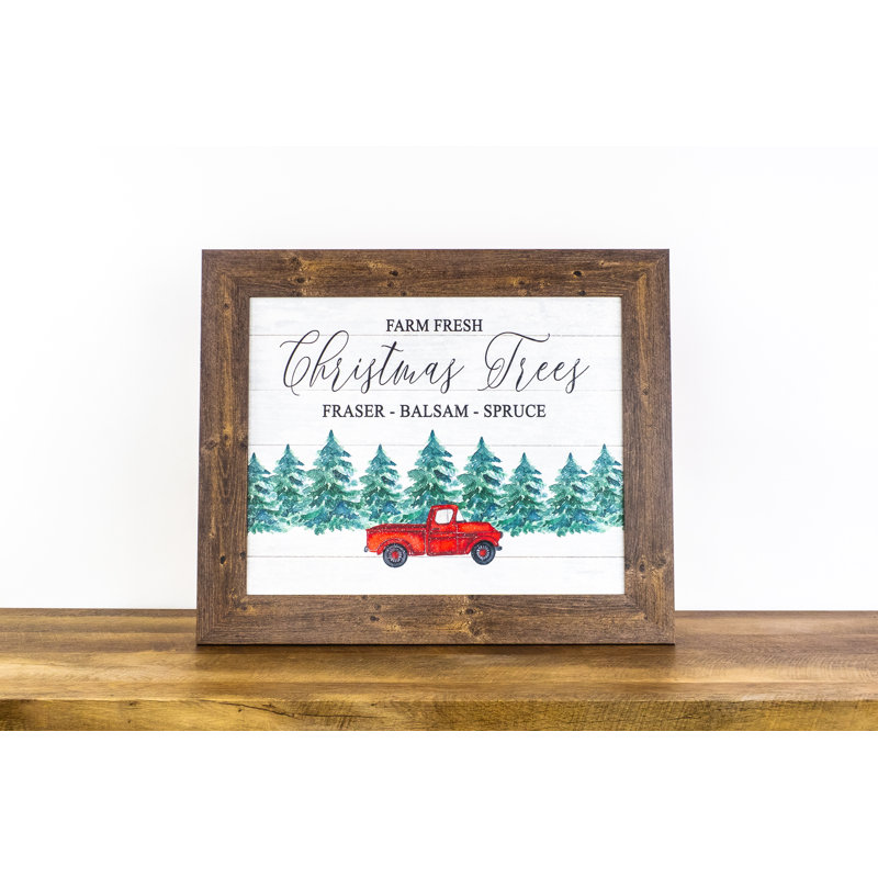«Farm Fresh Christmas Trees», camion rouge encadré