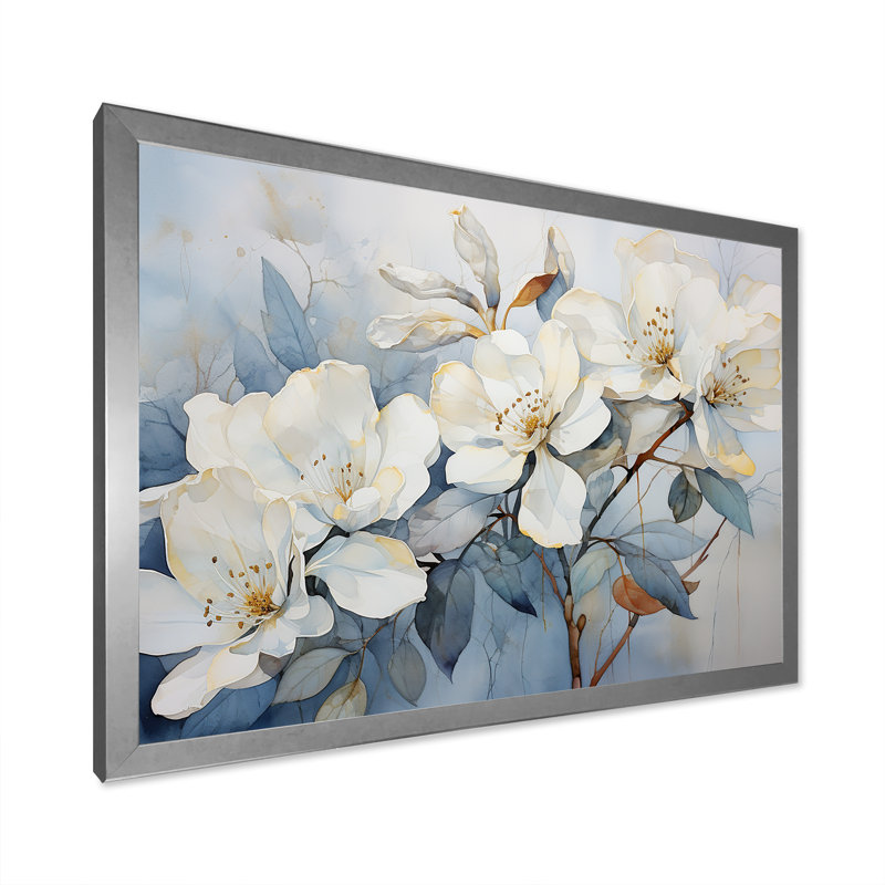 Poésie de pétales de rhododendron minimaliste, Cadre simple argenté, H 12 po x l 20 po x P 1 po