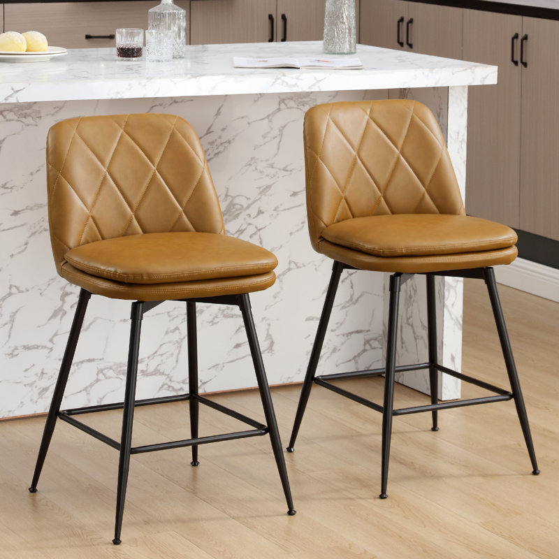 Tabouret pivotant Sheresa, Tabouret de bar (siège d'une hauteur de 28,4 po), Brun