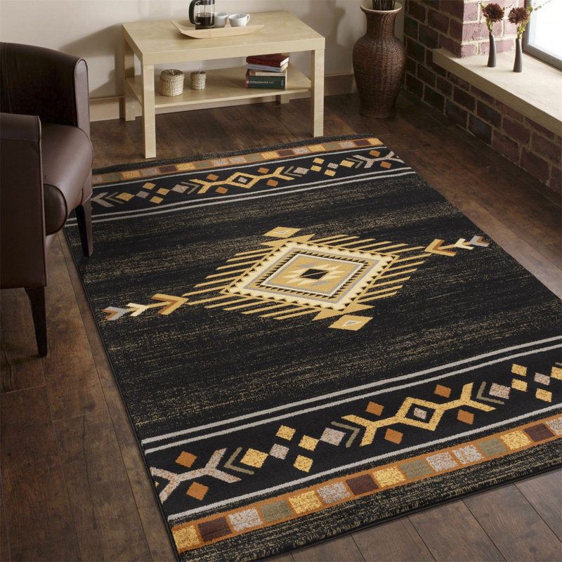 Tribes GC_YLS4001 Black Southwest Area Rug, Runner 2'7" x 7'3"