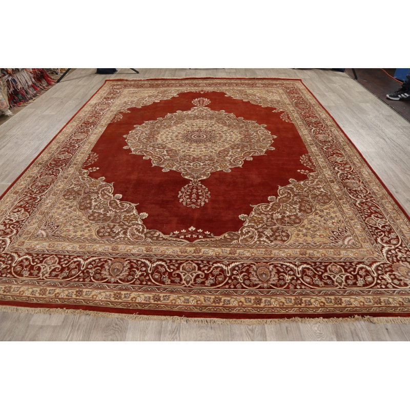 Tapis rouge noué à la main de conception unique 8 pi 7 po x 10 pi 10 po