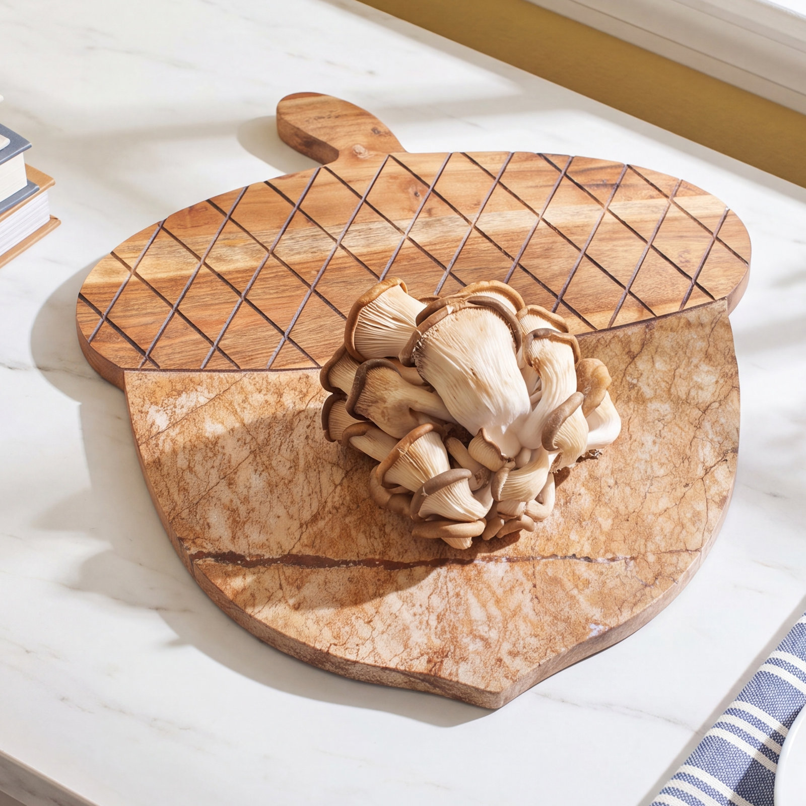 Acacia Wood and Marble Serving Board