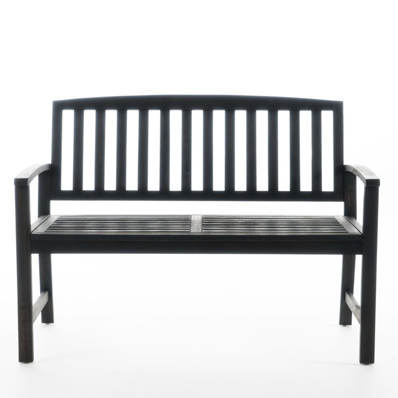 Banc de repos en bois gris foncé, P 24,25 po x l 48,25 po, banc spacieux en gris, idéal pour le patio et la cour, profondeur d'assise de 18,51 po