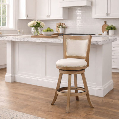 Falken Swivel Upholstered Counter Stool with Solid Wood Frame