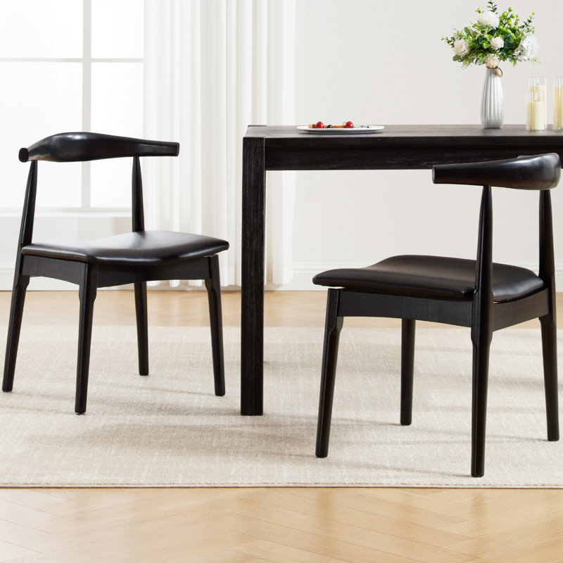 Modern Upholstered Dining Chairs With Backrest, With Solid Wood Frame, For Dining Room/Living Room