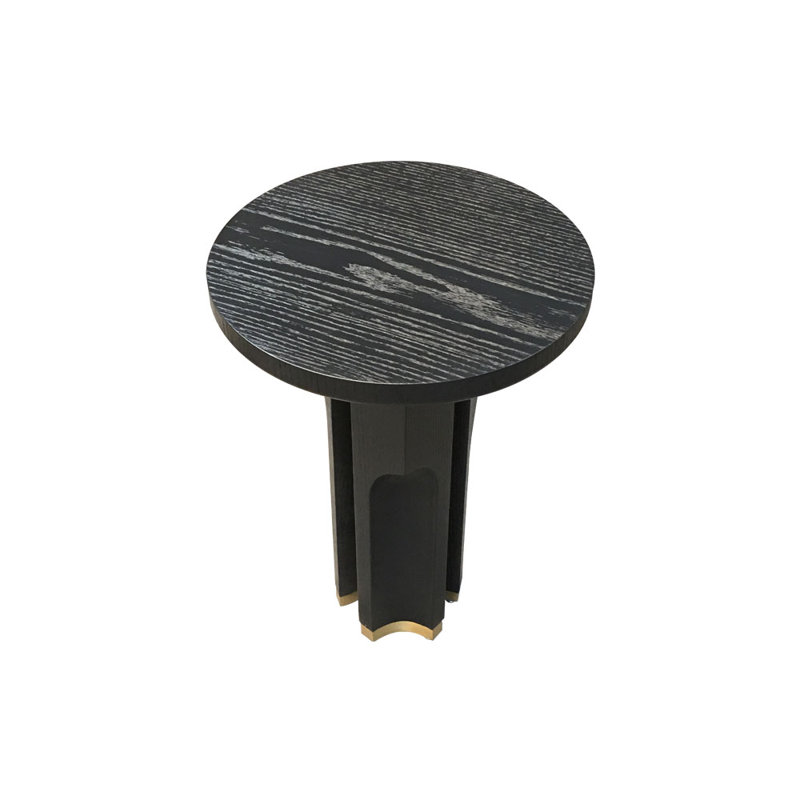 Alheide Pedestal End Table, Dark Grey/Gold