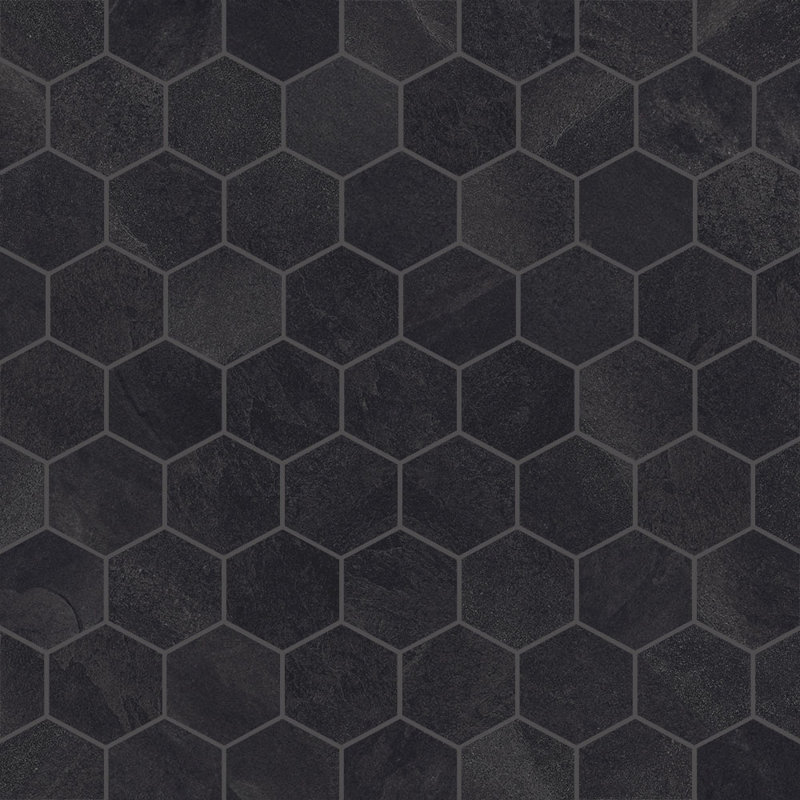Mosaïque en porcelaine hexagonale 2 po Burlington, Anthracite