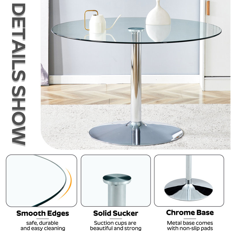 3-Piece Round Glass Dining Table Set