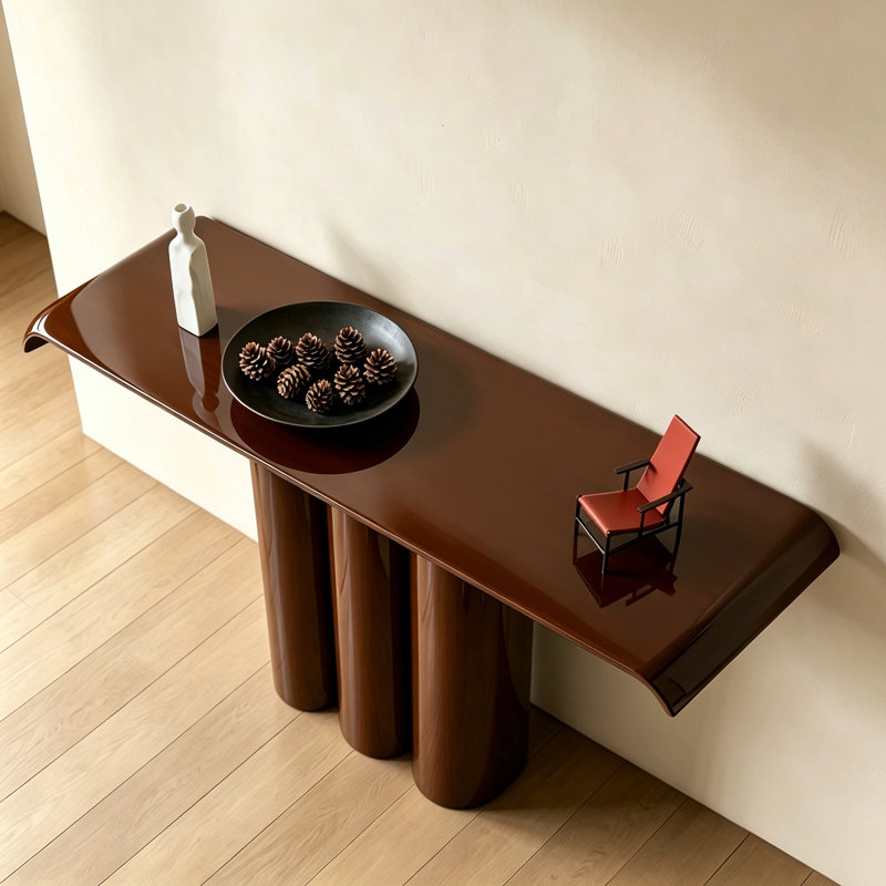 Console simple de style français moderne, H 33,5 po x l 70,9 po x P 13,8 po, Brun, Brun, Brun