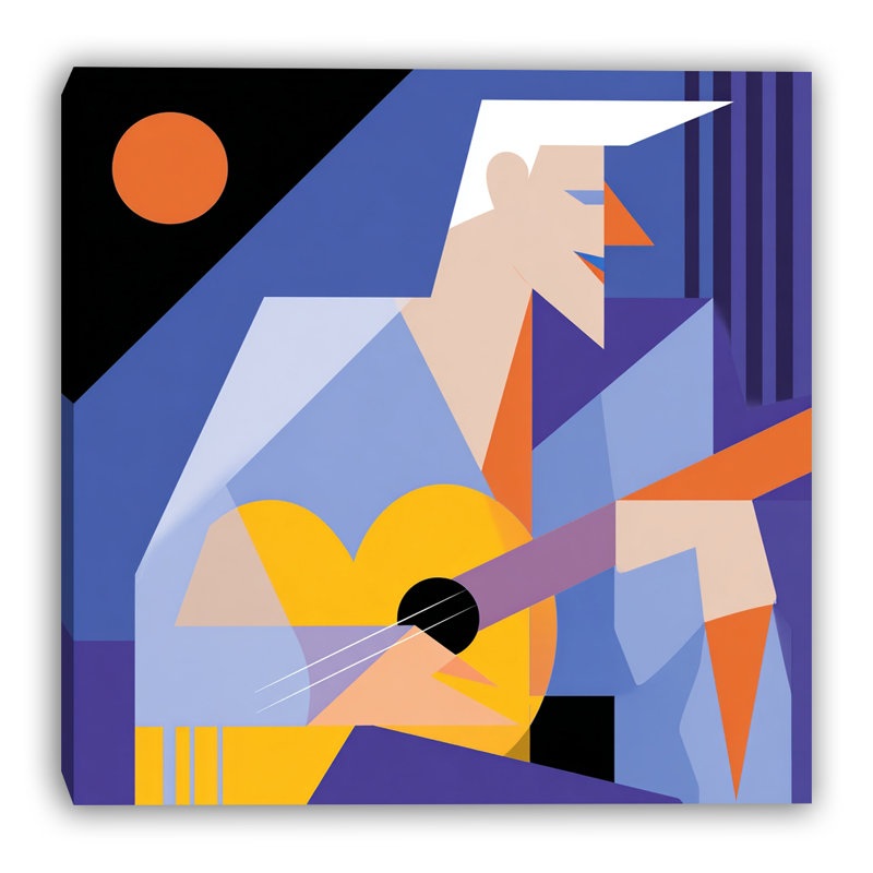 Modern String Player Wrapped Canvas Wall Art, 12"W x 12"H x 1"D