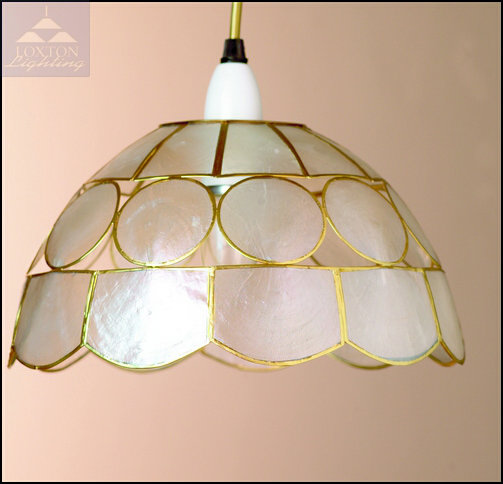 Capiz Shell 12cm H Bowl Pendant Shade ( Screw On ), Gold