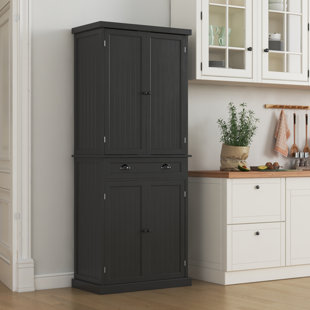 Halifax North America 72 Kitchen Pantry Cabinet Freestanding Pantry with 4 Doors and 3 Adjustable Shelves | Mathis Home