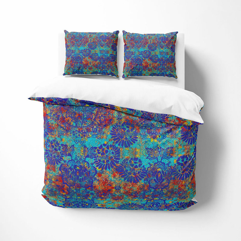 Ensemble de housse de couette et insert bleu en microfibre 3 pièces, Housse de couette très grand + 2 taies d'oreiller