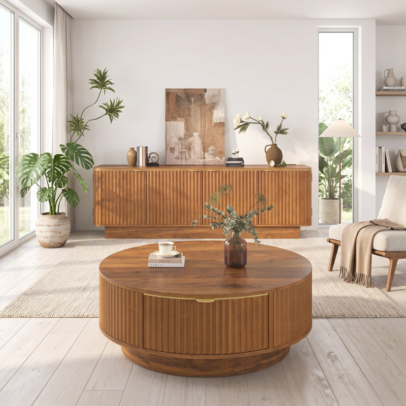 Ensemble de table basse et console Farmhouse, Brun