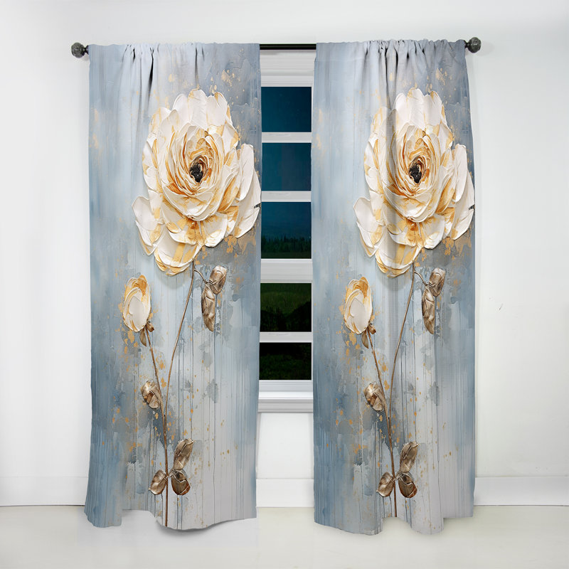 Errin Ranunculus Radiance Treasure VI - Traditional Velvet Curtain - Room Darkening - 1 panel, 52" W x 120" L