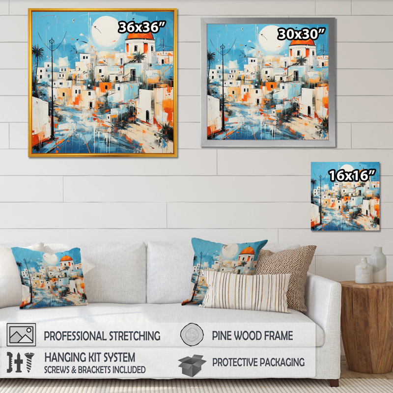 Impression sur une île grecque de Santorin 5 - Santorini, Toile tendue, H 30 po x l 30 po x P 1,5 po