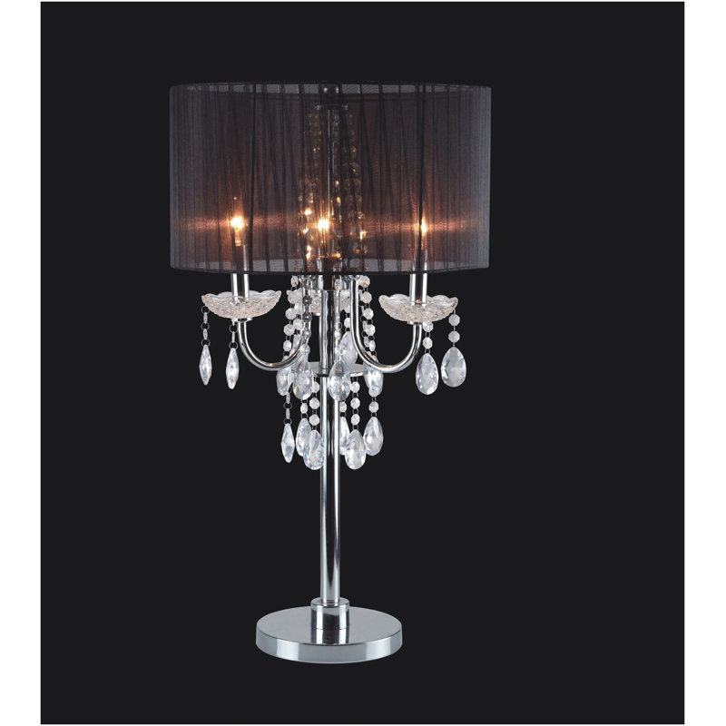 Lampe de table inspirée du cristal H 29,5 po noir / chrome (1pc / Ctn) (1,58 / 9,10), Noir