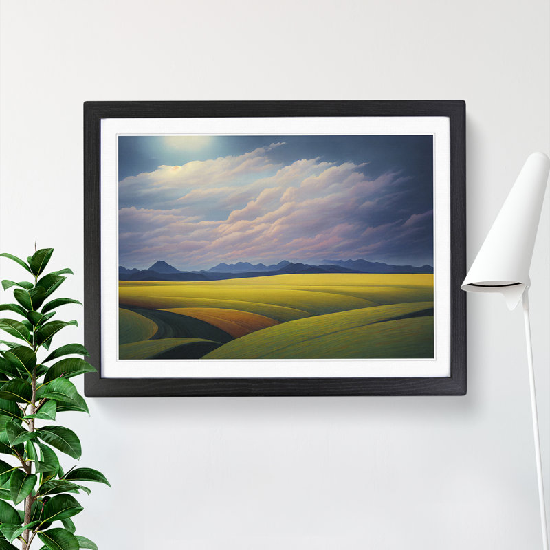 Spring Meadow Landscape View Vol.3 1 Piece Single Picture Frame Wall Art, 46cm H x 64cm W x 2cm D, Black