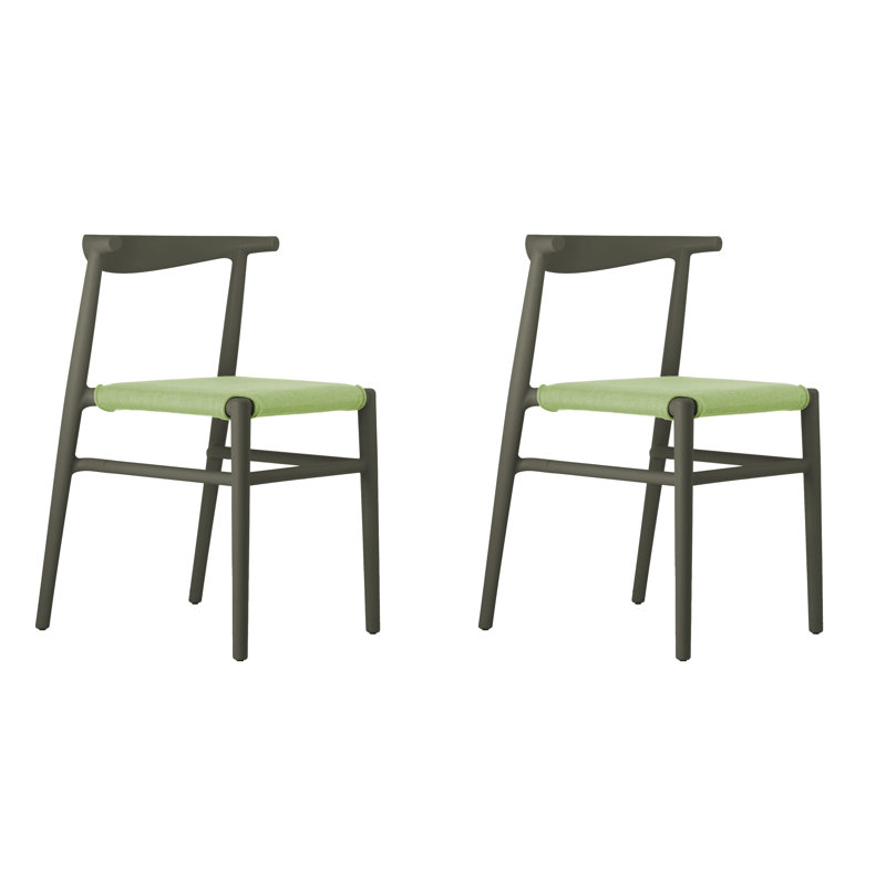 Joi Twenty Stackable Indoor-Outdoor Chair (Set of 2), Lime, Dark Brown